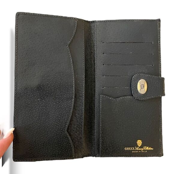 GUCCI Vintage Navy Blue Classic GG Motif Monogram Long Wallet - Picture 6 of 13